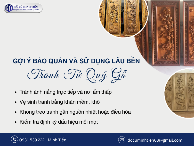 Gợi ý bảo quản và sử dụng tranh Tứ Quý gỗ lâu bền